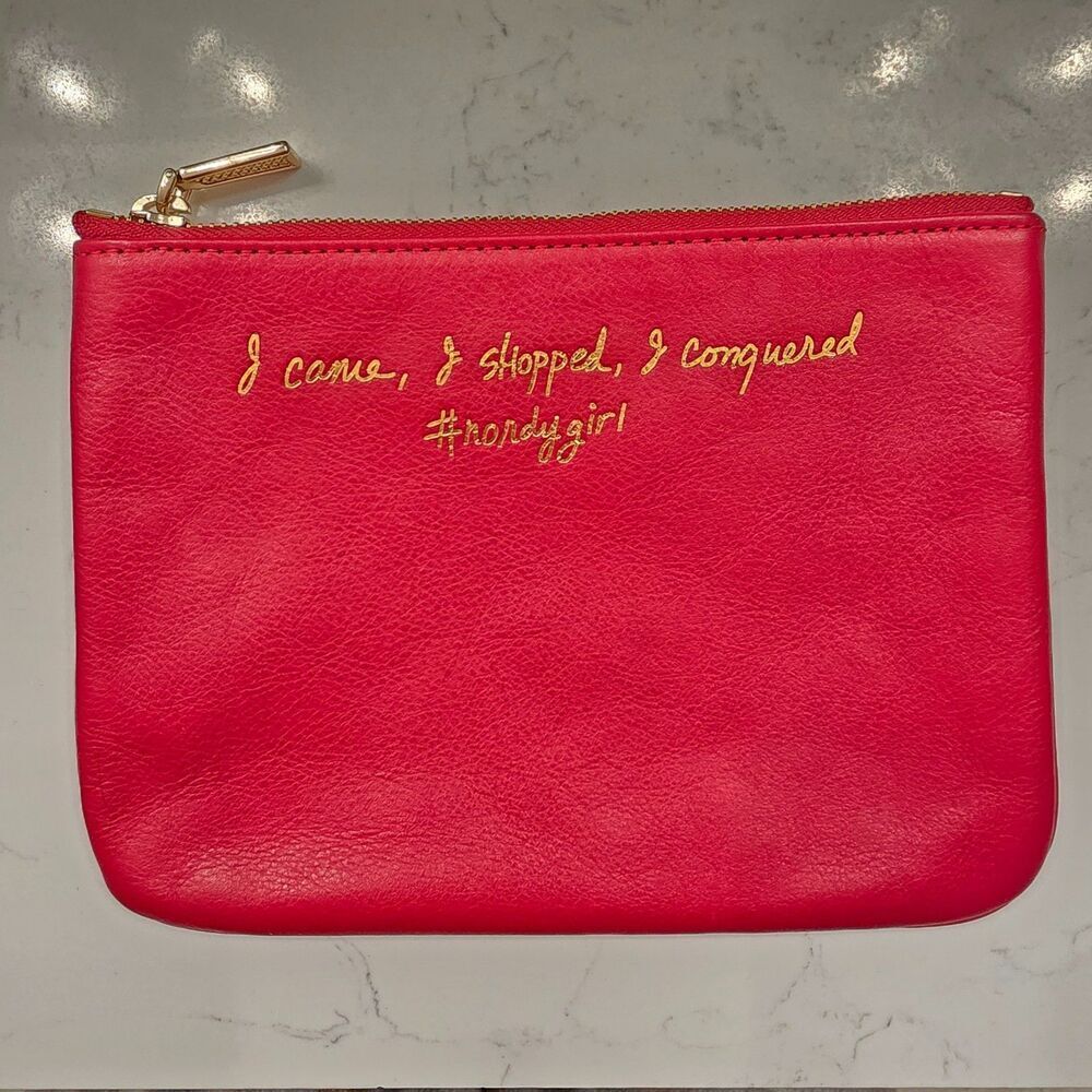 Nordstrom Rebecca Minkoff Red Leather Clutch. Cosmetics Bag Travel Accessories